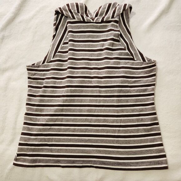 Rafaela Sleveless Top Size XL Brown Striped Stretch Vneck - Picture 5 of 6